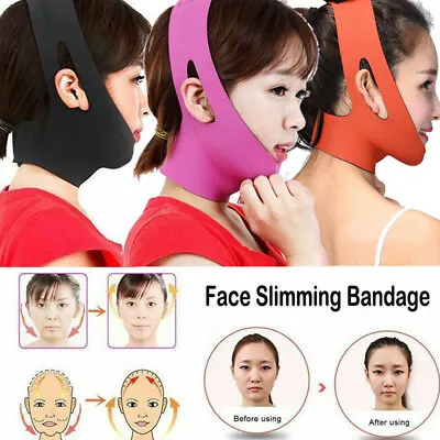 V Shape Jawline Wrinkle Face Chin Lift Up Slimming Mask Belt Strap Band Shaper • £4.45