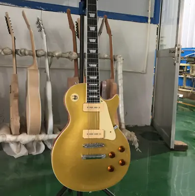 Custom LP Electric Guitar Gold P90 Pickups ABR Bridge H-H Pickups Black Fretboar • $247