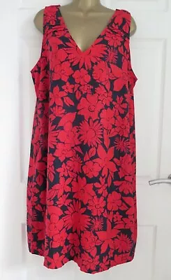 Women's Next Mandarin Red Mix Linen Blend Summer Dress Size 16 • £15