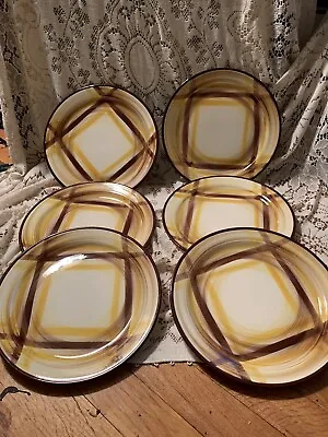 Vintage Set Of 6 Vernonware Organdie Plaid Dinner Plates 10  California USA • $45