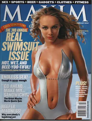 Maxim Magazine February 2002 Amanda Marcum Swimsuit Issue Kylie Bax Ice Cube • $10.50