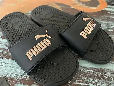 $34.40 • Buy NEW PUMA Cool Cat Size 6 Black With Copper Cat Logo Women Slide Sandals NEW