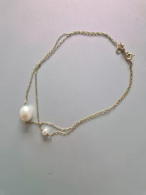 9ct Solid Gold Pearl Layered Anklet • £125