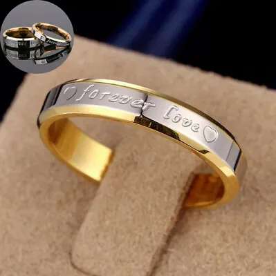 Rings Band Women Wedding Men Love Titanium Couple Steel Ring Forever Promise • £3.06