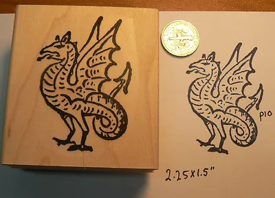 P10 Wyvern-dragon-Rubber Stamp WM  • $12