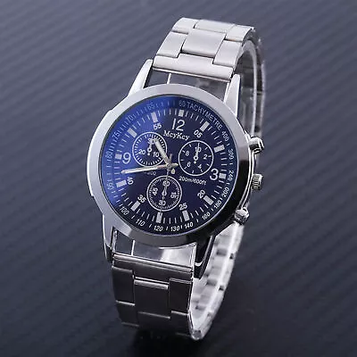 Mens Date Stainless Steel Sports Analog Quartz Watches Business Wrist Watch AU • $10.49