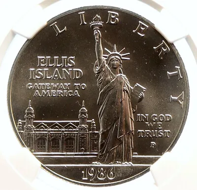 1986 P UNITED STATES Ellis Island Statue Liberty Silver Dollar Coin NGC I95610 • $673.65