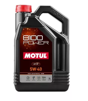 Motul 8100 POWER 5W40 Engine Oil 100% Synthetic Ester 5L 111809 • $83.85