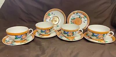 Lustreware Marigold Teacups & Saucers  Gold Trim Japan Vintage • $25