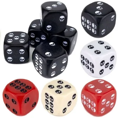 Skull Spot Dice X5 (Select Colour) / D6 15mm Six Sided Perudo Pirate Dudo Liar's • £3.99