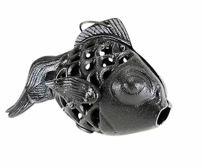 Cast Iron Fish Candle Holder Goldfish Koi Lamp Lantern Hanging Votive Black • $32.99