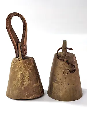 Vintage Lot Of 2  India Brass Bell Farm Animal Cow Sheep Bell 3.5  High • $10