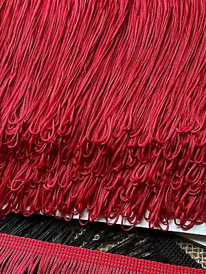 6   / 15 Cm. RED OR BLACK LOOPED SILKY FRINGE TRIM - COSTUME / DANCE / LAMPSHADE • £4.15