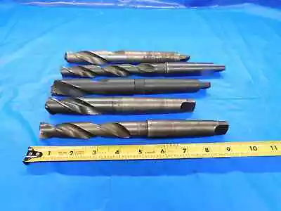 5pcs HSS TWIST DRILL BITS SIZES FROM 3/4  TO ABOUT 1  MORSE TAPER #3 SHANKS MT3 • $59.99