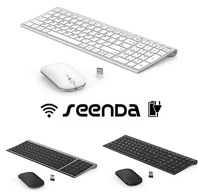 Seenda Rechargeable Wireless Keyboard And Mouse Combo Ultra Slim Full Size 2.4G • £17.99