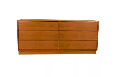 Mid-Century Danish Teak Long Double Dresser • $2695