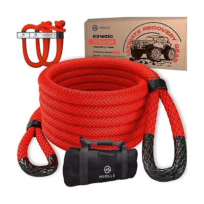 Miolle 7/8  X 30' Kinetic Recovery & Tow Rope Red (29300 Lbs) With 2 Spect... • $193.74