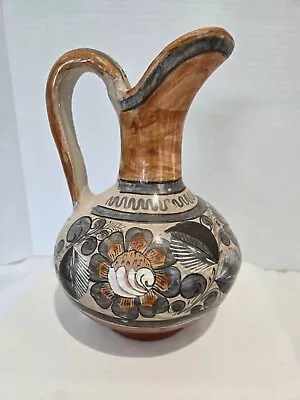 Tonala Hand Painted Vintage Mexican Tonala Pottery Pitcher Jug Folk Art • $42.98