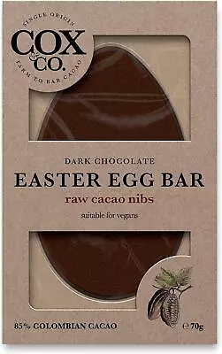 Small Cacao Nibs Single Origin 85% Dark Chocolate Easter Egg Bar 70g Easter Gift • £11.53