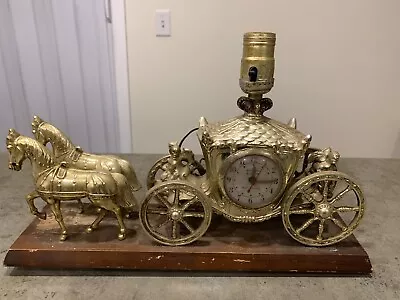 Vintage Gibralter Mfg Co Brass Horse And Carriage Clock Lamp For Repair Or Parts • $45