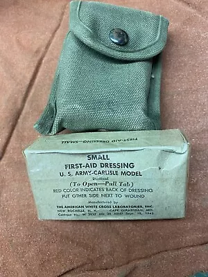 US M1956 1st Aid/Compass Pouch 1969 With 1942 Small WWII Carlisle Dressing • $25