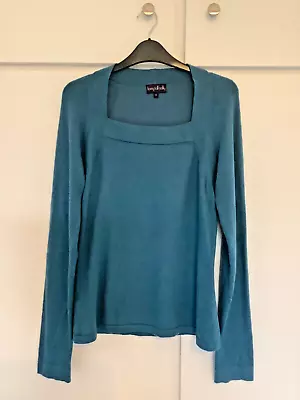 Long Sleeved Jumper - Extra Long In Body- 'long Tall Sally' Size Small Turquoise • £0.99