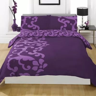 £9.99 • Buy Single Bed Chelsea Aubergine Duvet Cover Set Reversible Bedding Polycotton