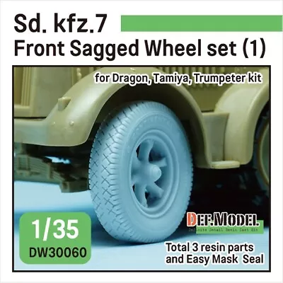 DEF.MODEL DW30060 German Sd. Kfz.7 Half-Track Sagged Front Wheel Set (1)  1:35 • £12.99