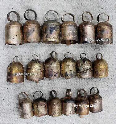 Decorative Vintage Handmade Rounded Top Rustic Iron Tin Bells 18 Pcs Lot X Mas • $26.50