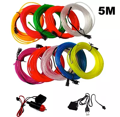 12V LED El Light Wire Car Interior Atmosphere Neon String Strip Rope Tube Lamp  • £6.77