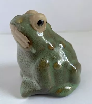 Vtg. Stoneware Frog Toad Figurine Unusual Clown Mouth 2.5” • $14