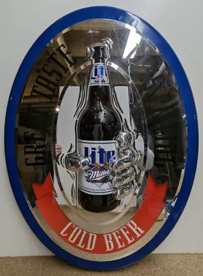 Rare 1996 MILLER LITE COLD BEER 3D Bottle Hand Mirrored Promotional Sign 28.5  • $149.99