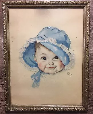 Maud Tousey Fangel Art Print Baby Boy In Blue Bonnet Vintage Antique Frame • $19.99