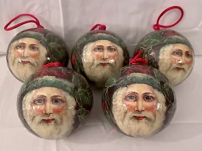 Old World Santa Ornaments Decoupage CHRISTMAS Ball Midwest Of Cannon Falls LOT • $19.99