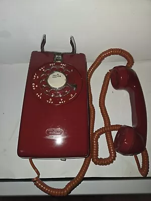 Vintage Bell Systems  554BMP Red Rotary Dial Wall Mount Telephone Not Tested • $89.99