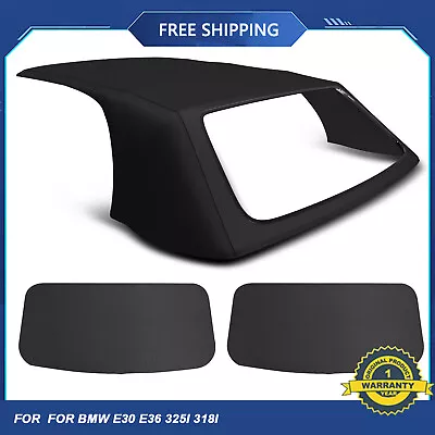 Black Convertible Soft Top With Clear Plastic Window For BMW E30 E36 325i 318i • $215.99