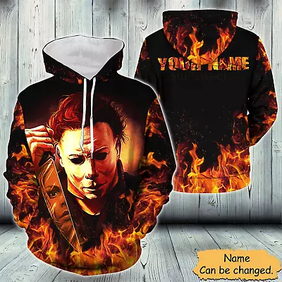 Personalized Michael Myers Flame Fire Pattern Horror 3D HOODIE ALL OVER PRINT • $26.58