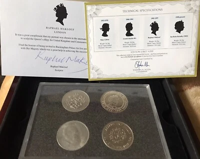 £29.99 • Buy UK 1965 1972 1990 2002 2x £5 Pounds Crown Coin Set ~ Portraits Of The Queen COA