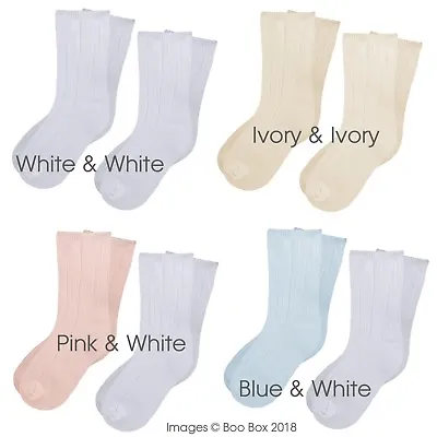 Pex Baby Girl Boy Mid Calf Long Socks Twin 2 Pack Newborn-24 Months Cotton Rich  • £4.99