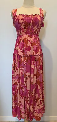 RUNAWAY SCOUT Women's DRESS Size 8 - Pink Floral Print Halter Neck Maxi • $34.95