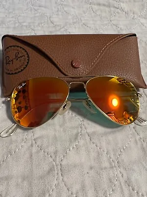 Ray-Ban Aviator Sunglasses RB3025 58-14mm Gold Frame/Orange Flash • $1