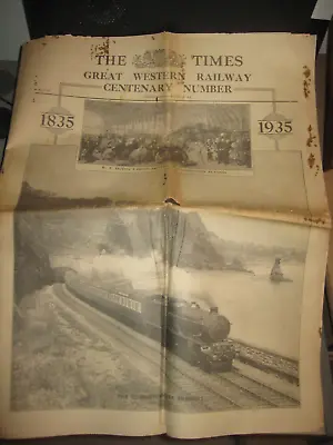 £7.99 • Buy Great Western Railway Centenary Number 1835-1935  - The Times 31 Aug, 1935