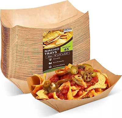 45 Pcs Paper Food Trays Disposable - 3 Lbs. Capacity Premium Craft Paper Food Bo • $19.70