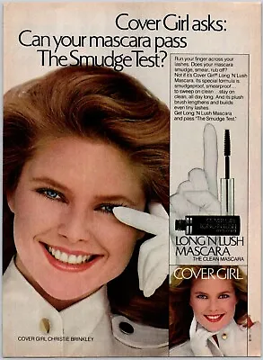 PRINT AD 1981 Cover Girl Long N Luch Mascara Smudge Test Christine Brinkley 8x11 • £13.02