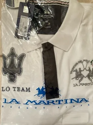 La Martina Buenos Aires NEW *Wht Maserati Short Sleeve Polo* Size 3XL Slim Fit! • $59