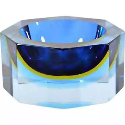 Murano Vintage Sommerso Glass Ashtray Catchall Flavio Poli Blue & Gold MCM 6  • $199