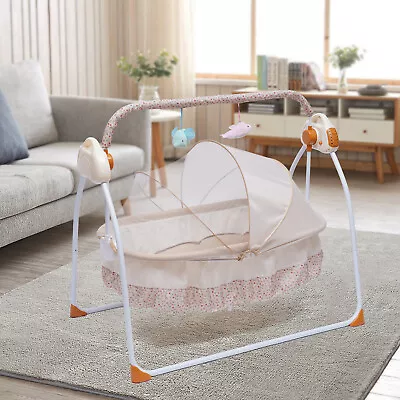 Electric Baby Newborn Auto Swing Cradle Rocking Chair Crib Sleep Bed&Bluetooth ! • £79