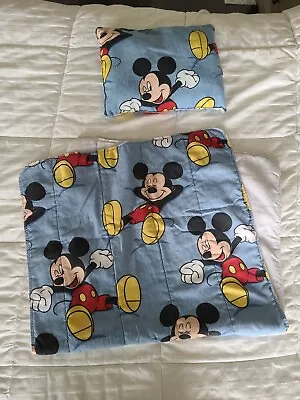 Vintage Mickey Mouse Blanket & Pillow 48  X 27  Toddler Crib Travel Set  • $29.95