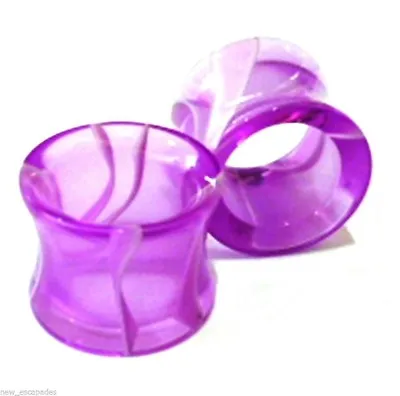 PAIR-Marble Purple UV Acrylic Double Flare Ear Tunnels 14mm/9/16  Gauge Body Je • $8.99