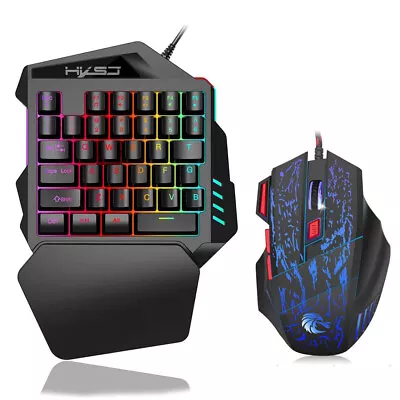 J50 -Handed Gaming Keyboard 35 Keys  Backlight + Wired Gaming Q7I8 • $39.68